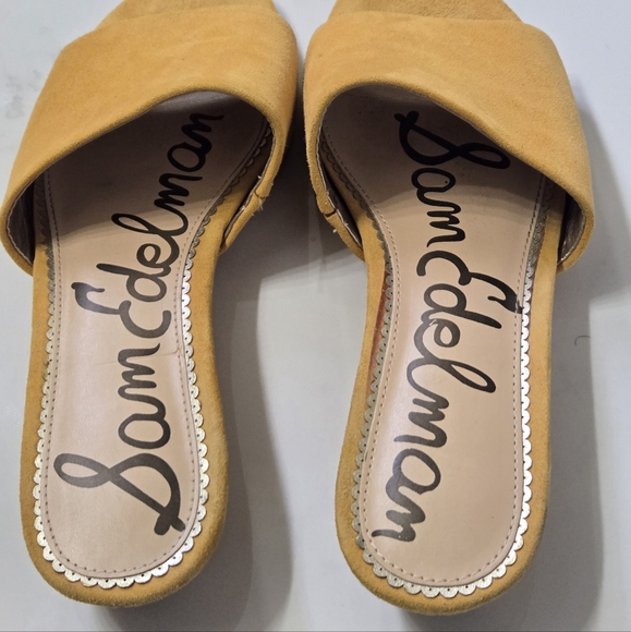 Sam Edelman Liliana Yellow Suede Leather Demi-Wedge Slide Sandals Size 8.5 M - Picture 3 of 8